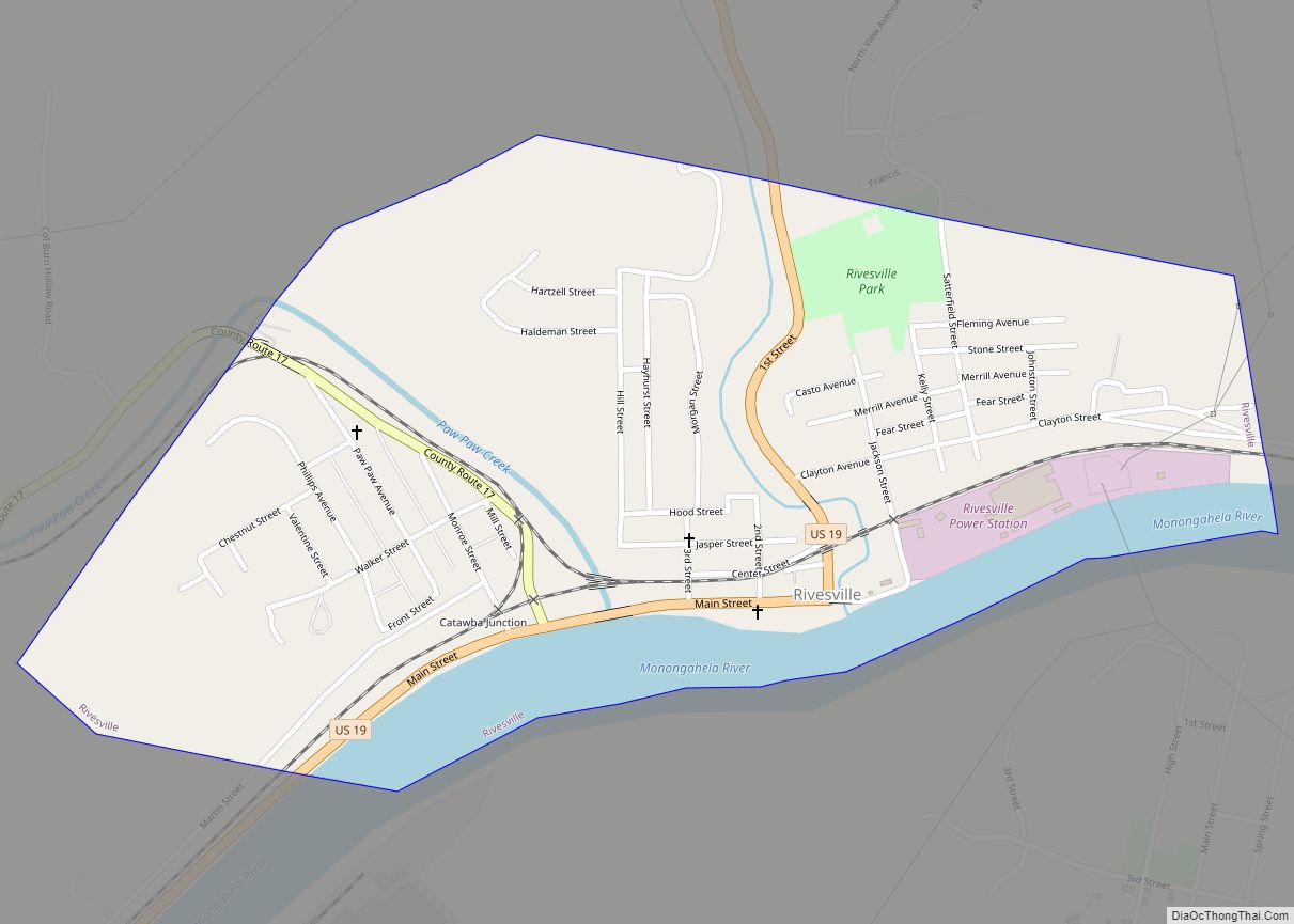 Map of Rivesville town