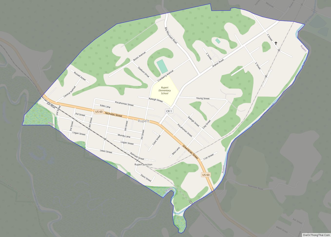 Map of Rupert town, West Virginia