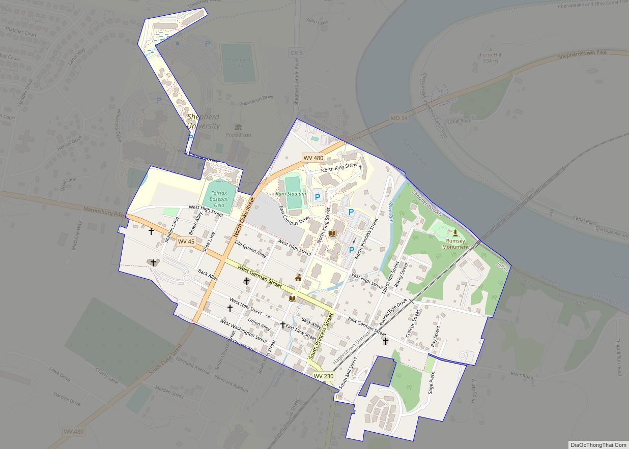 Map of Shepherdstown town