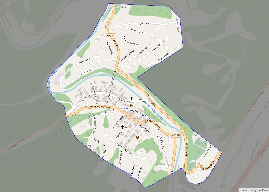 Map of West Union town, West Virginia