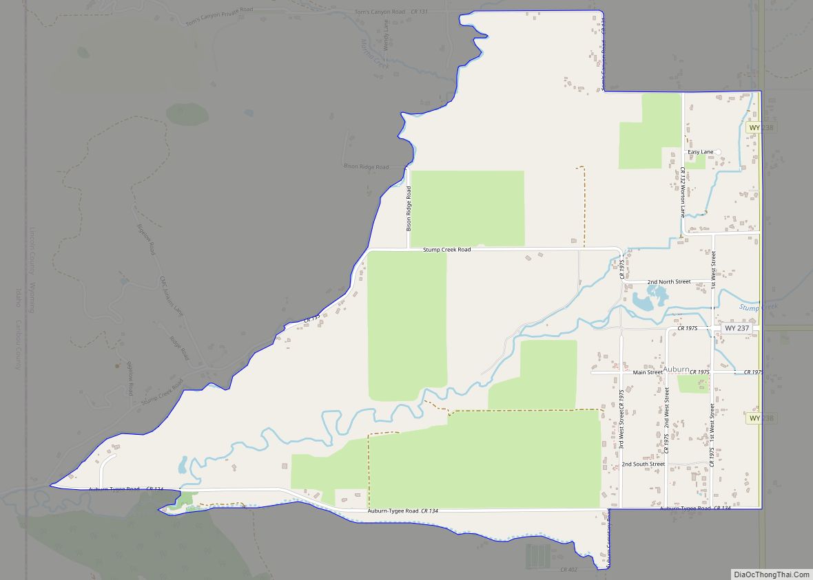 Map of Auburn CDP, Wyoming