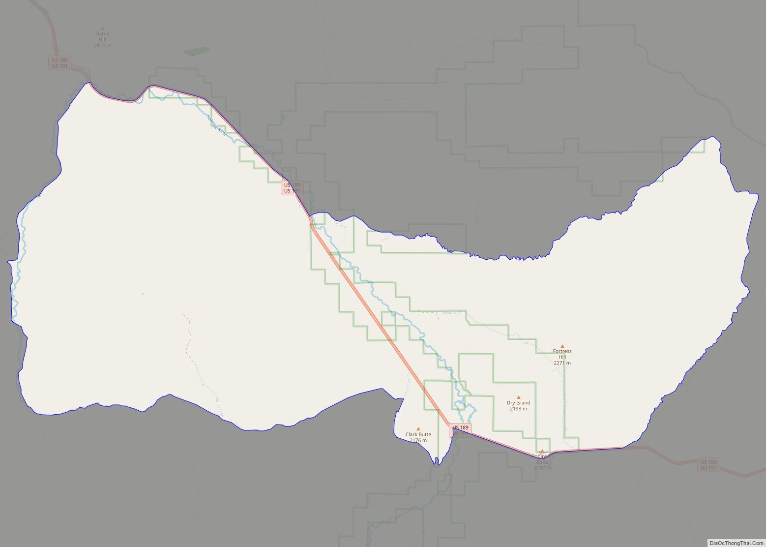 Map of Bondurant CDP, Wyoming