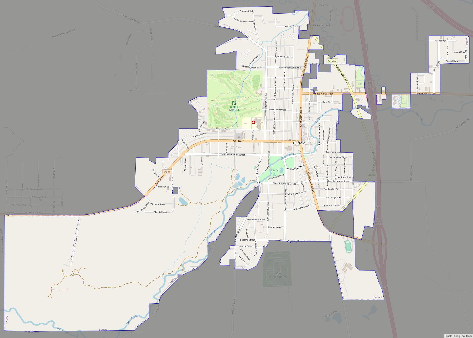Map of Buffalo city, Wyoming