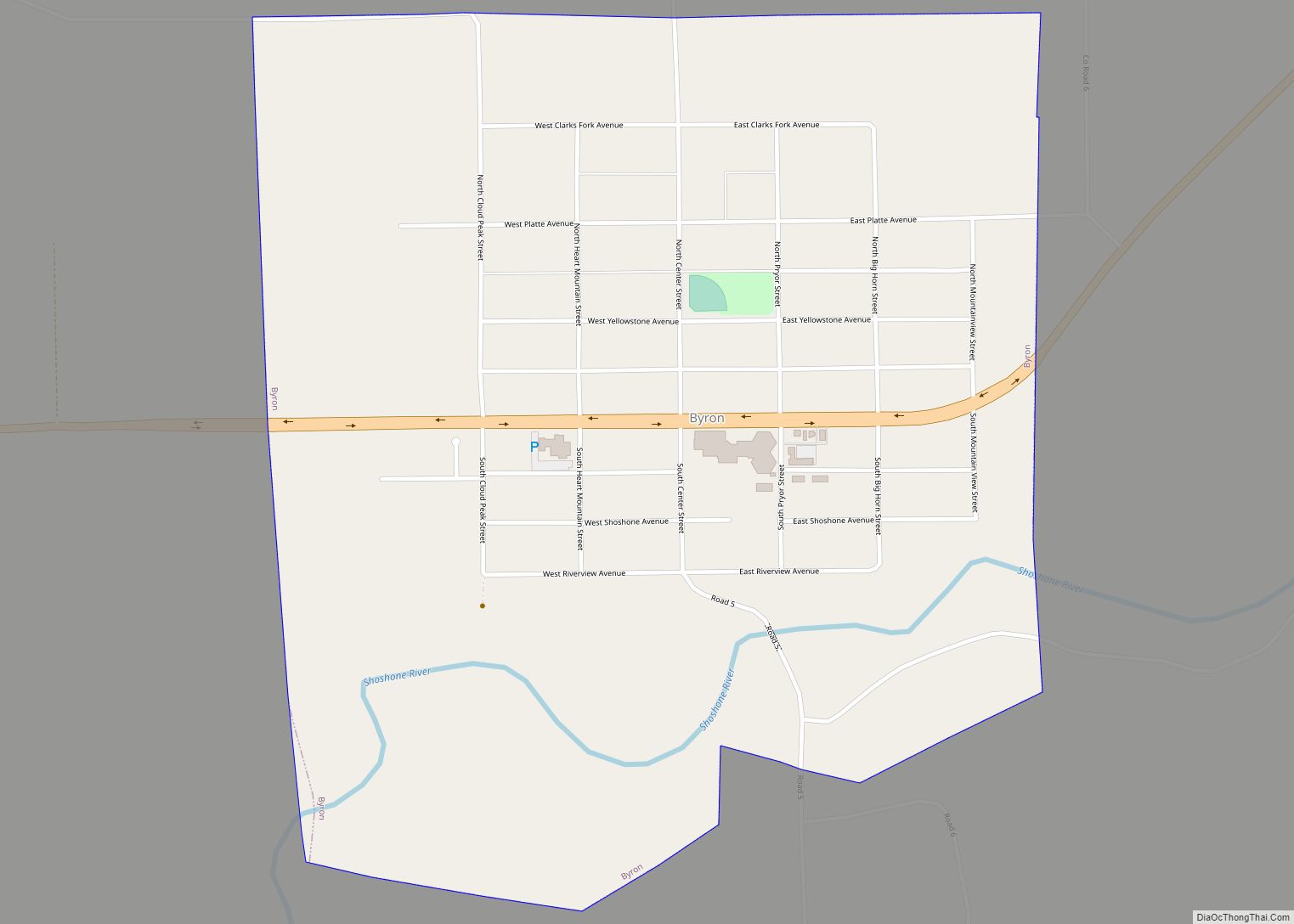 Map of Byron town, Wyoming