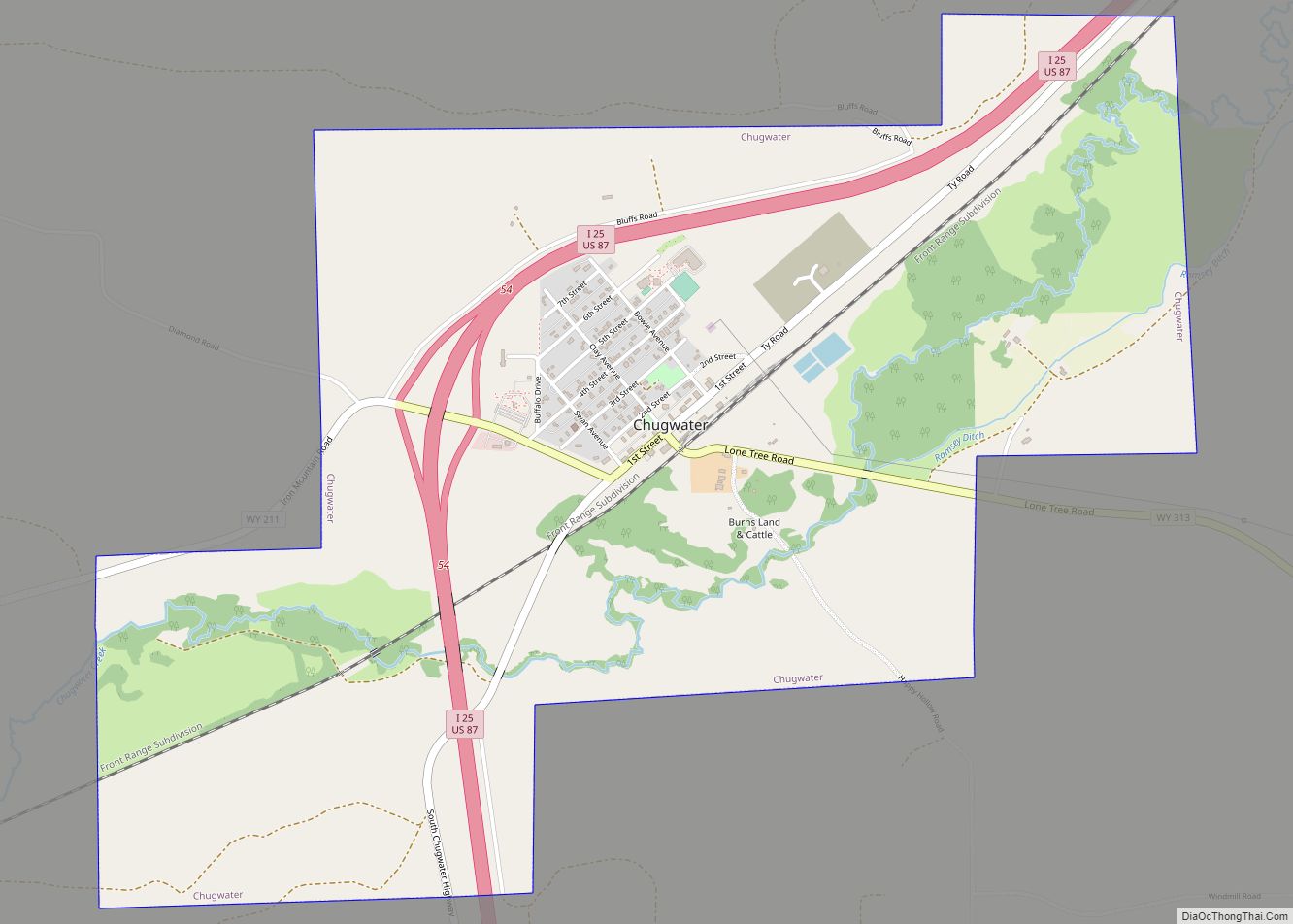Map of Chugwater town