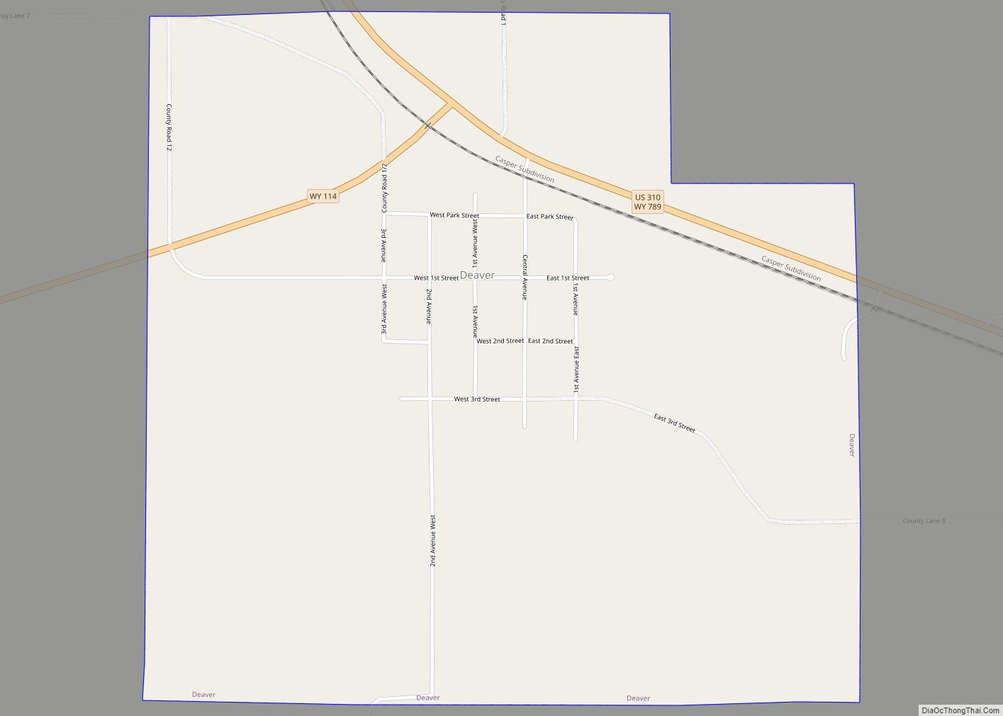 Map of Deaver town