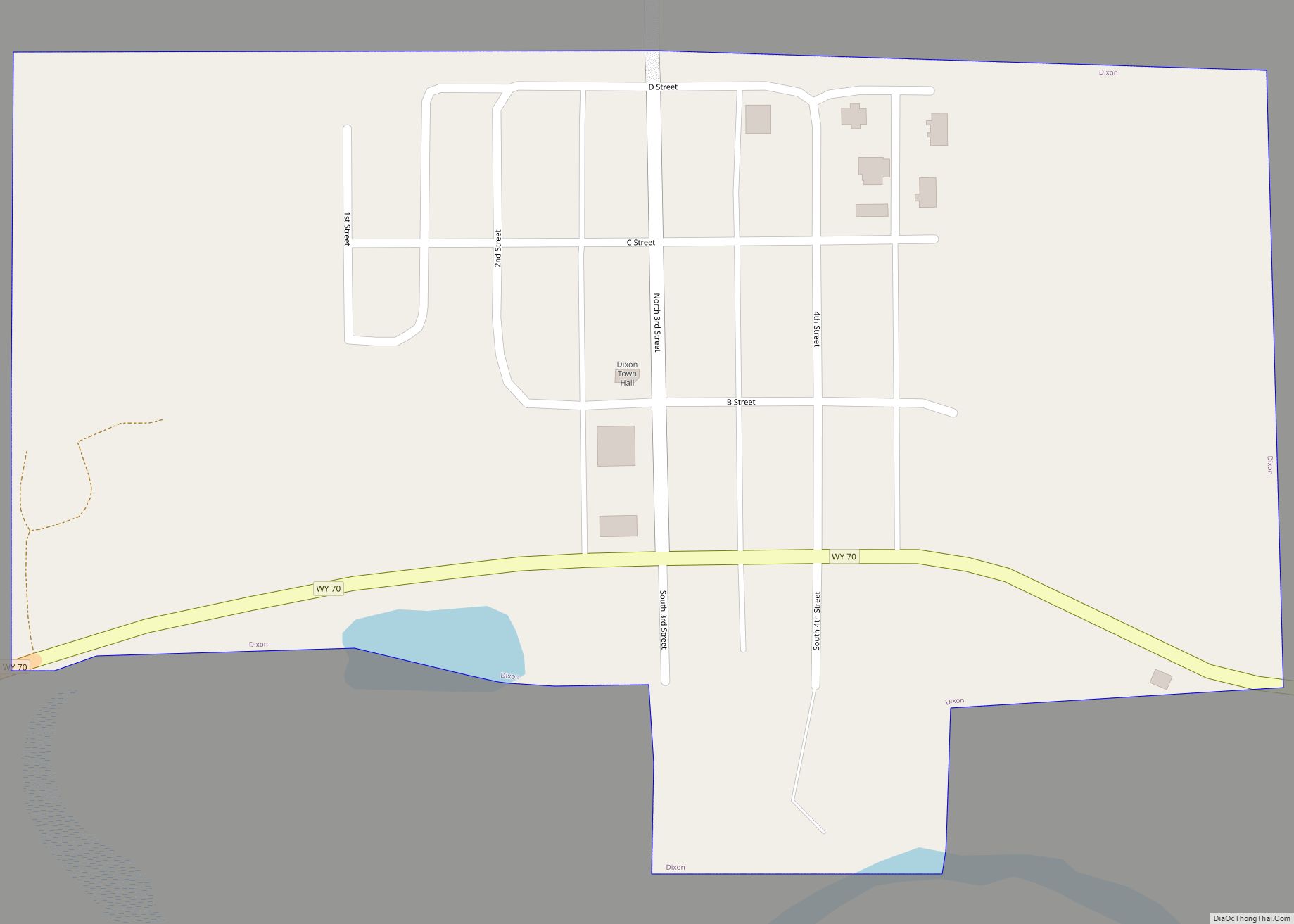 Map of Dixon town, Wyoming