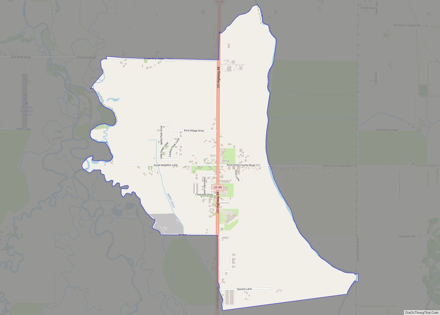 Map of Etna CDP, Wyoming