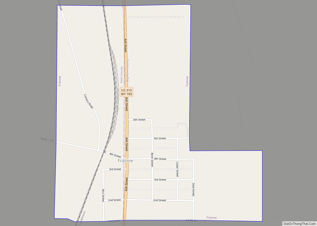 Map of Frannie town