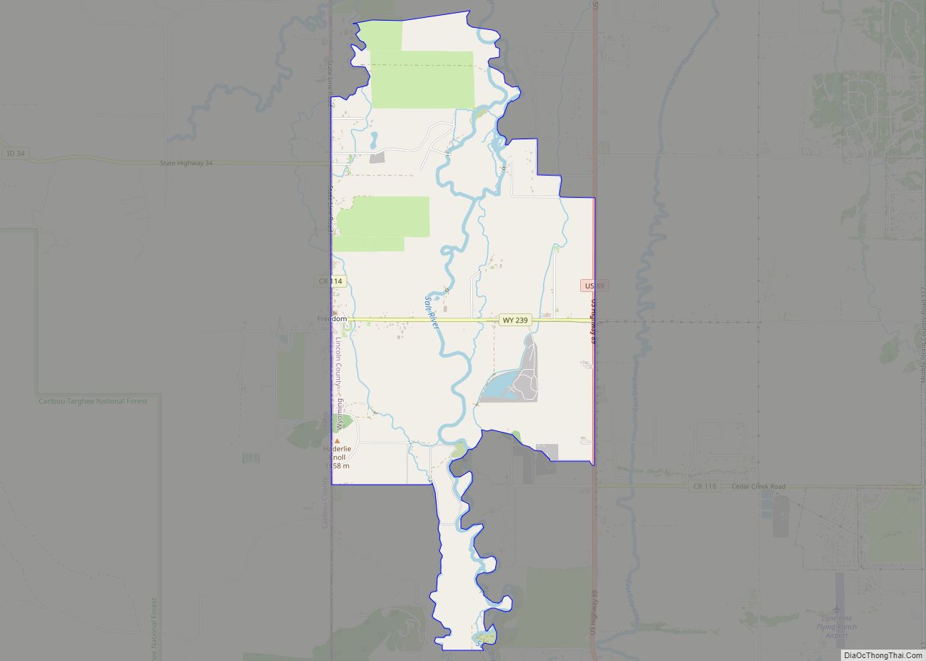 Map of Freedom CDP, Wyoming