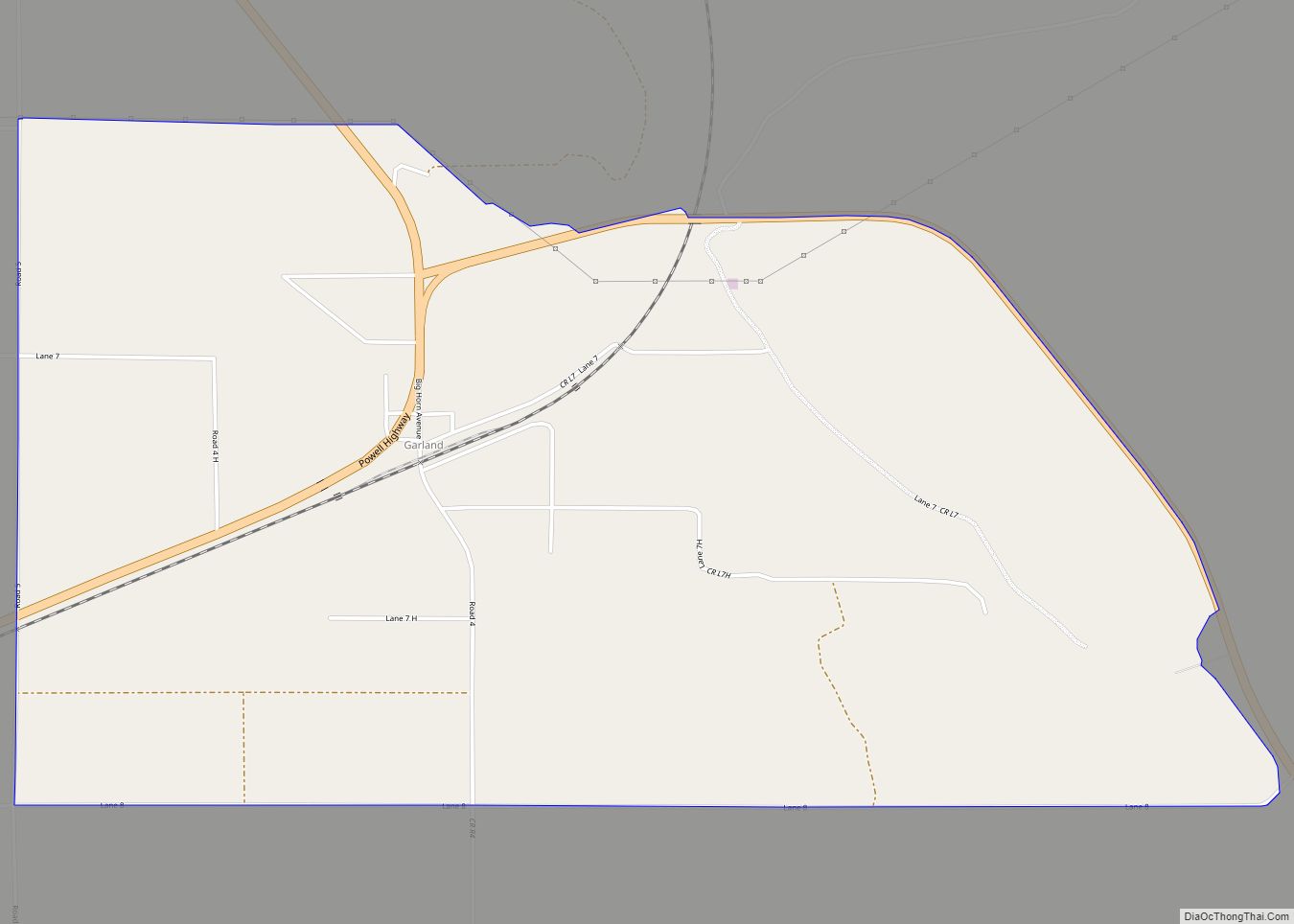 Map of Garland CDP, Wyoming
