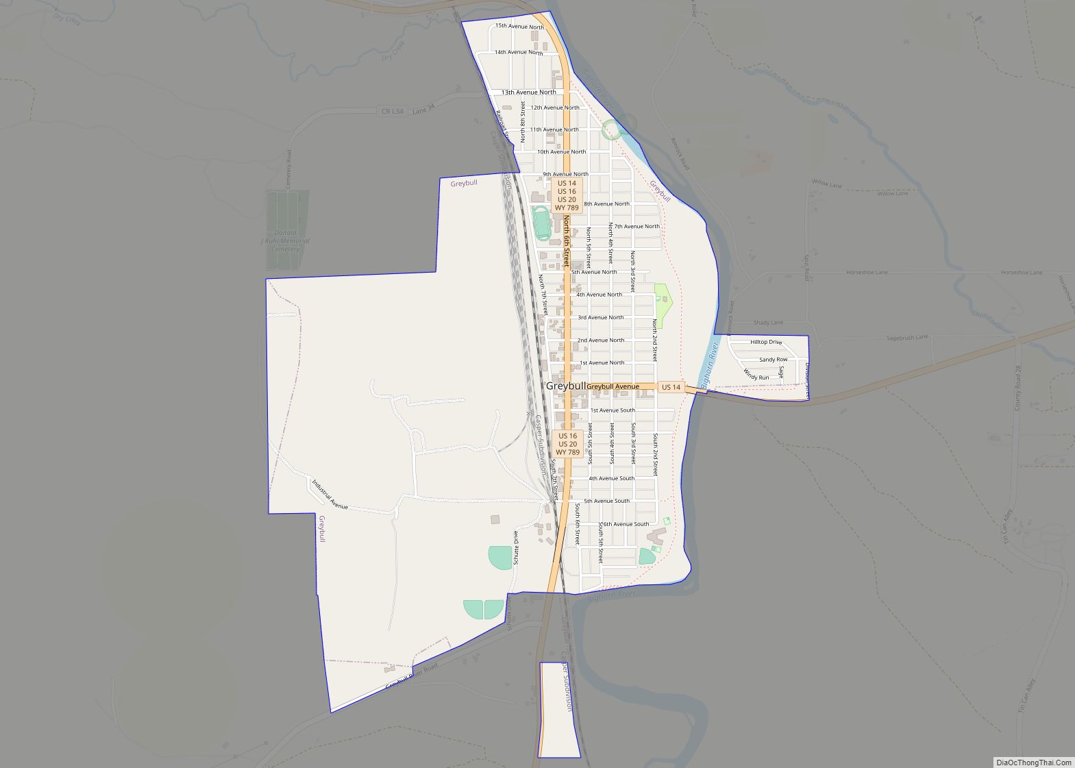 Map of Greybull town