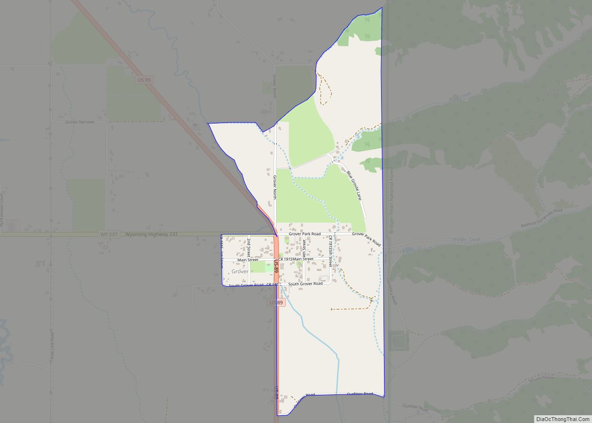 Map of Grover CDP, Wyoming