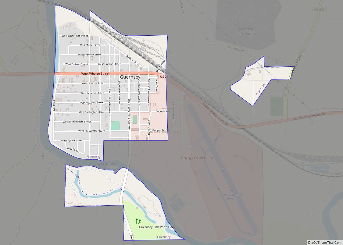 Map of Guernsey town, Wyoming