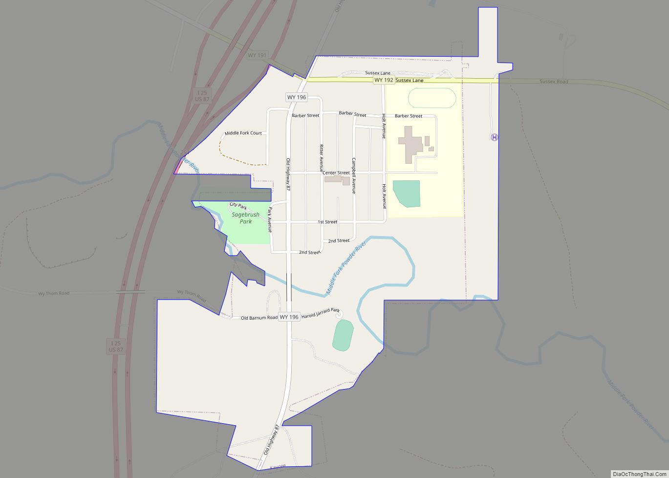 Map of Kaycee town