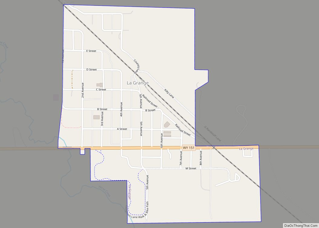 Map of La Grange town, Wyoming