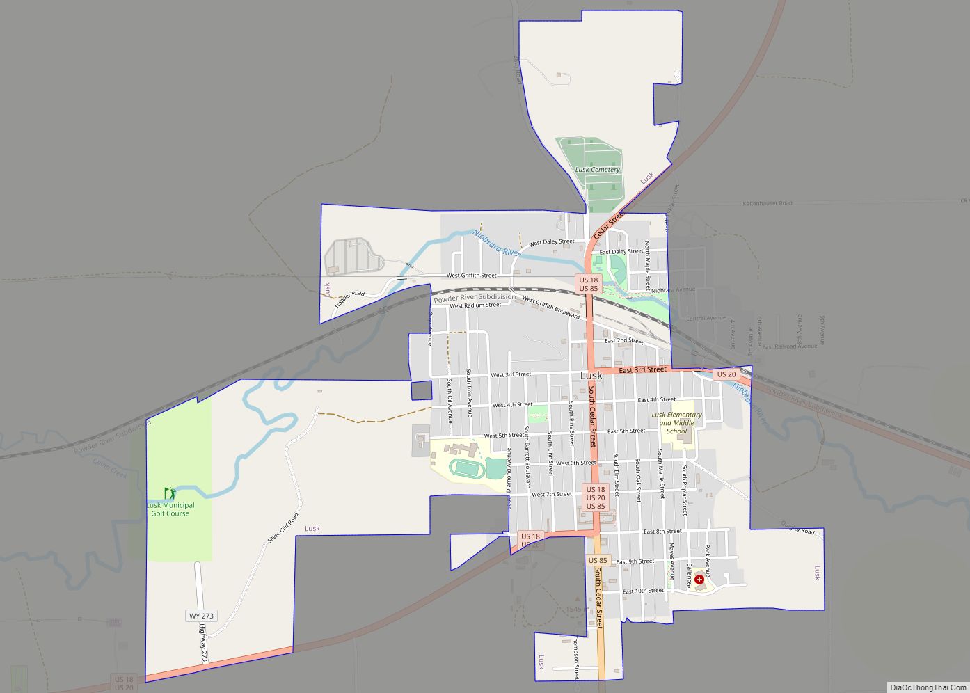 Map of Lusk town