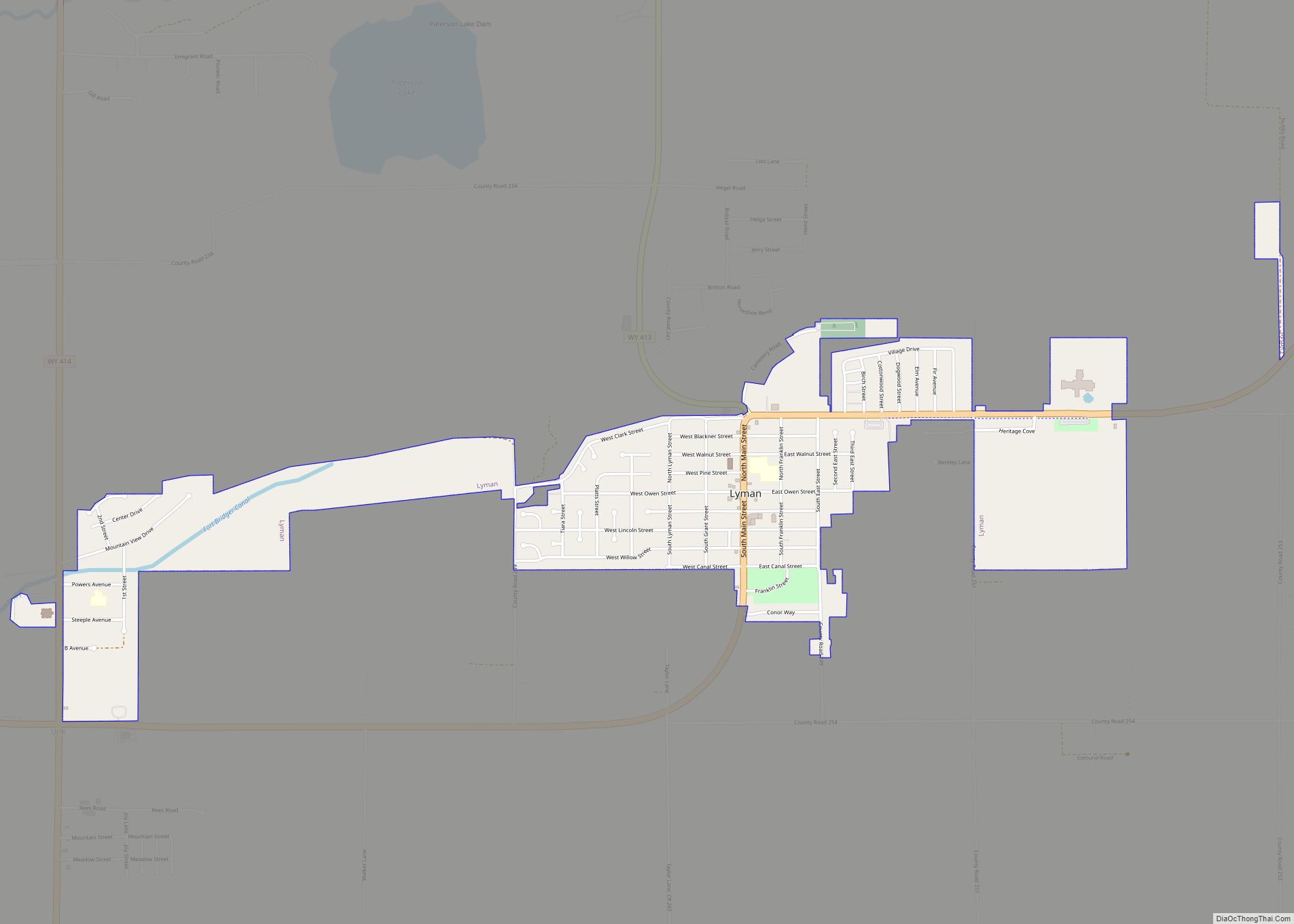 Map of Lyman town, Wyoming
