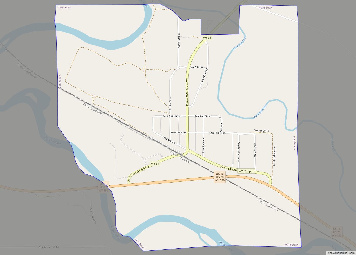 Map of Manderson town