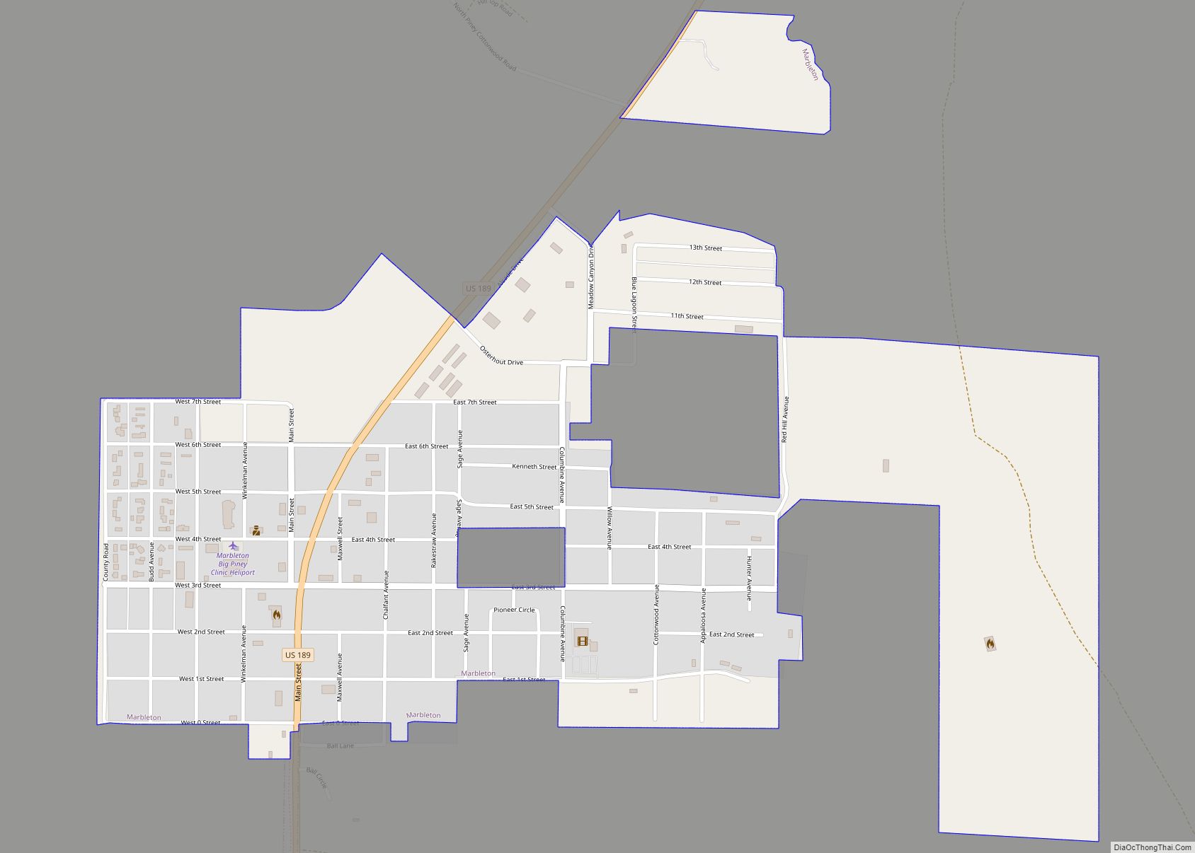 Map of Marbleton town