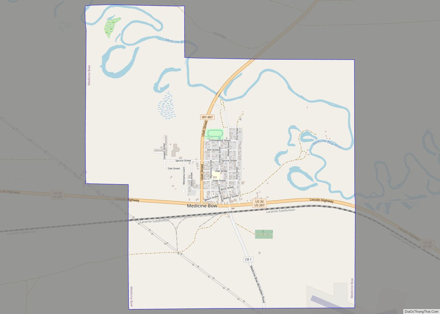 Map of Medicine Bow town