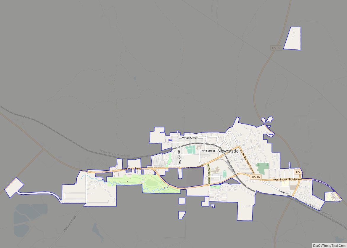Map of Newcastle city, Wyoming