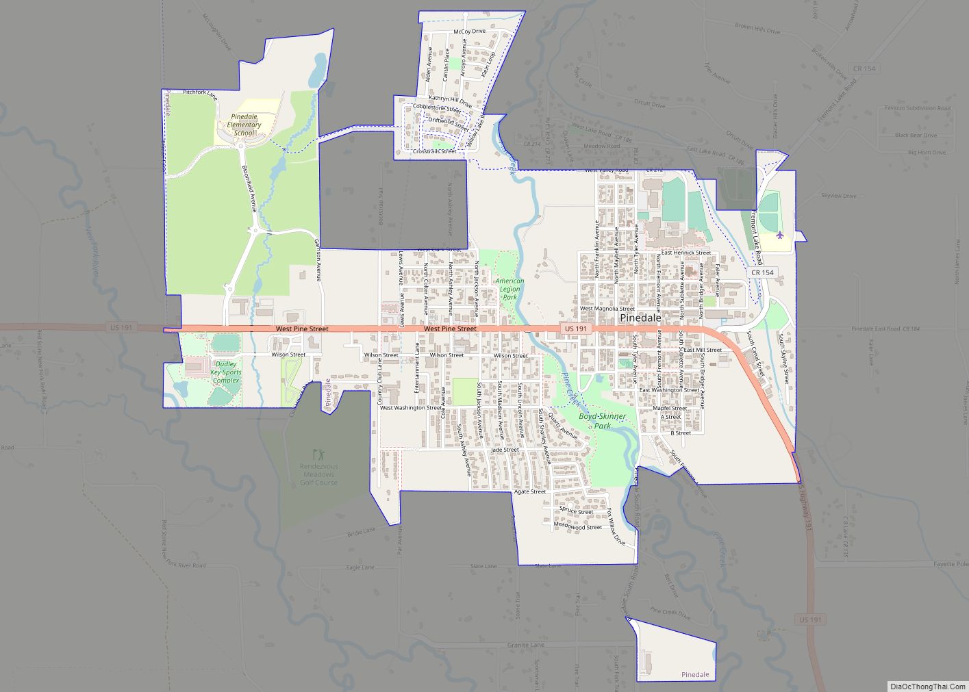 Map of Pinedale town, Wyoming