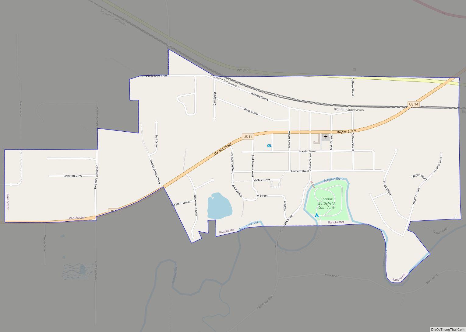Map of Ranchester town