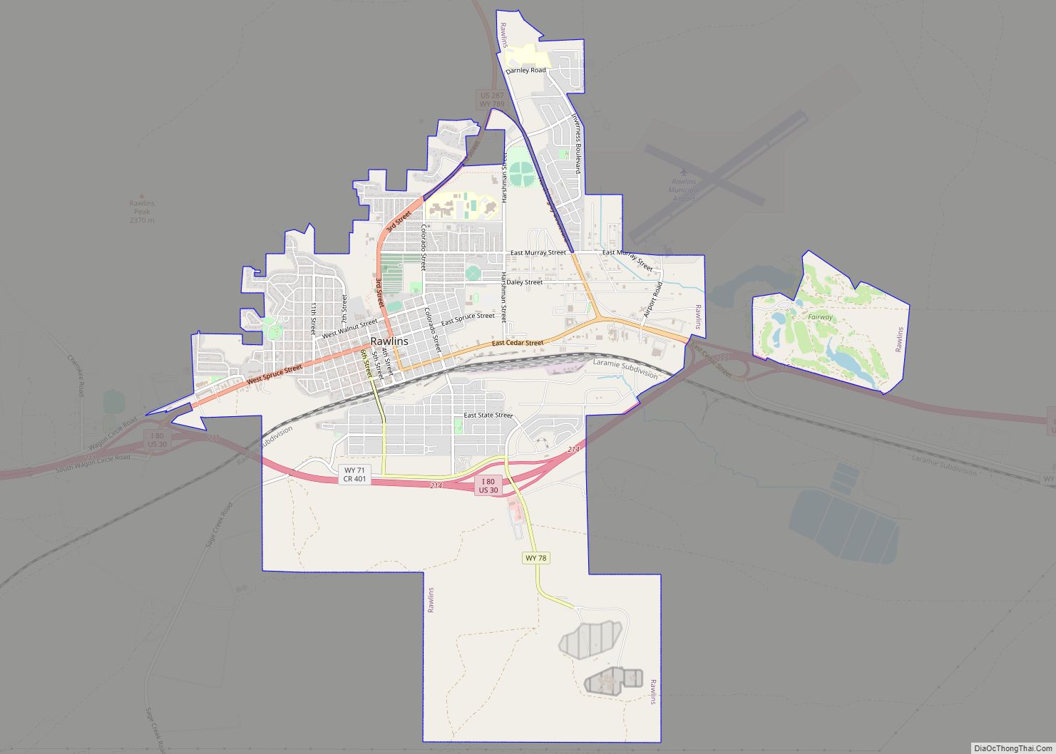 Map of Rawlins city