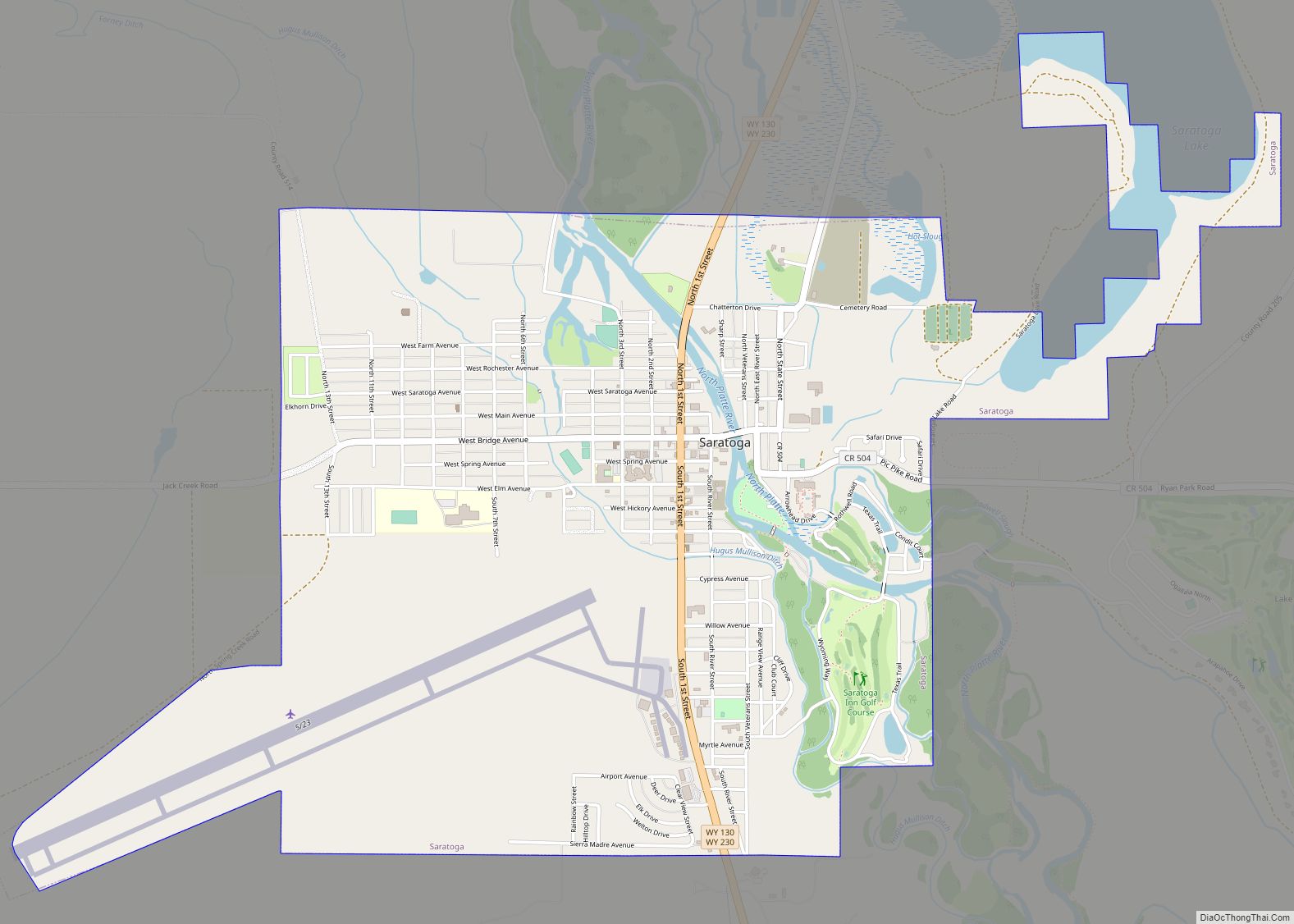 Map of Saratoga town, Wyoming