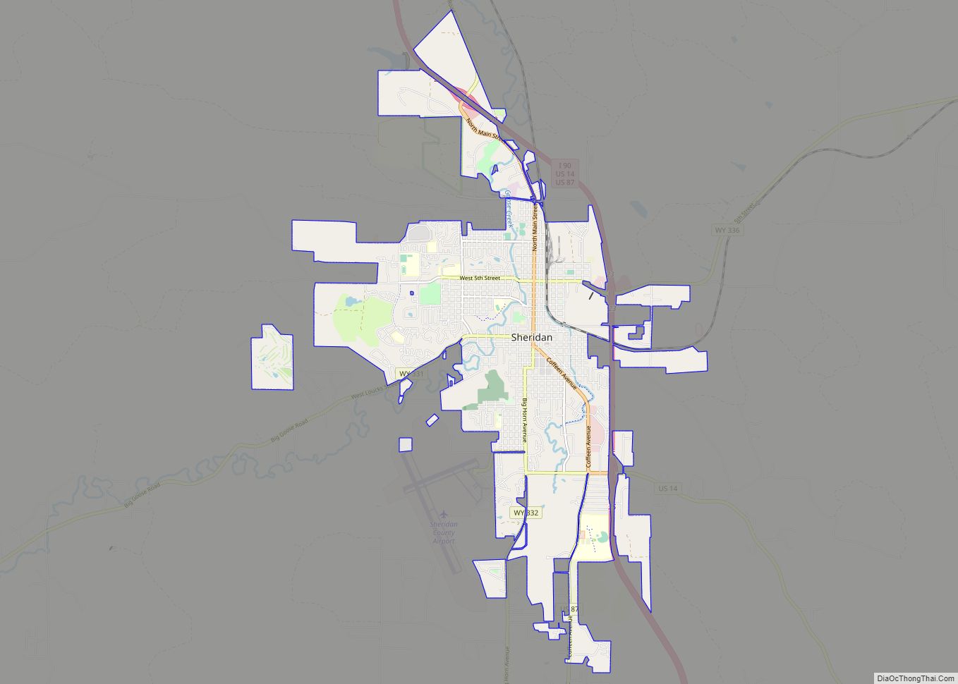 Map of Sheridan city, Wyoming