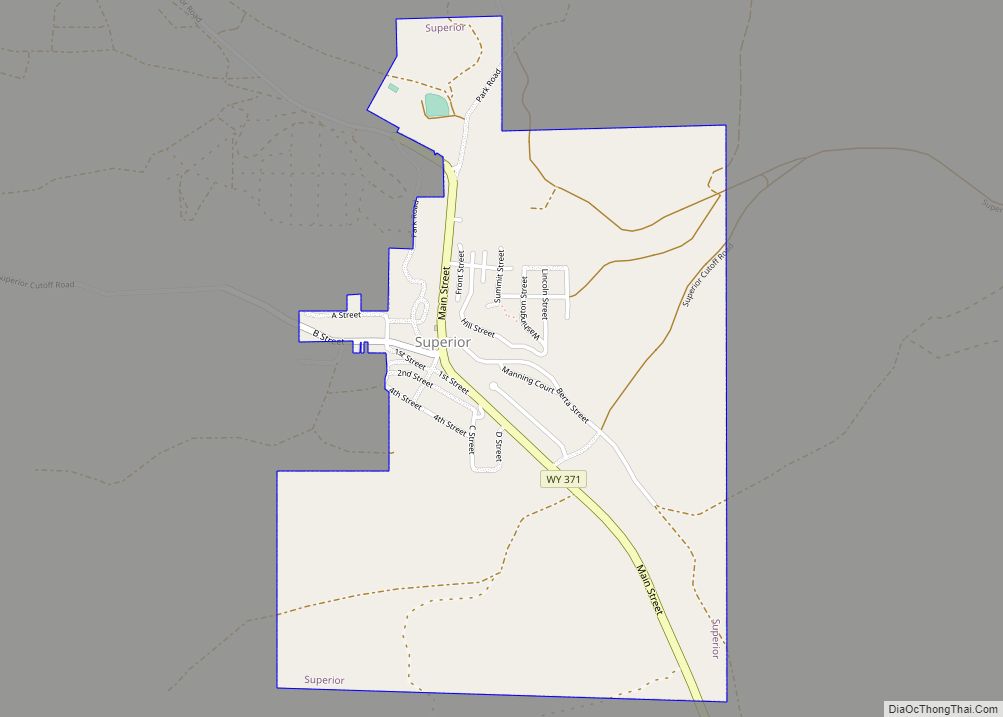 Map of Superior town, Wyoming