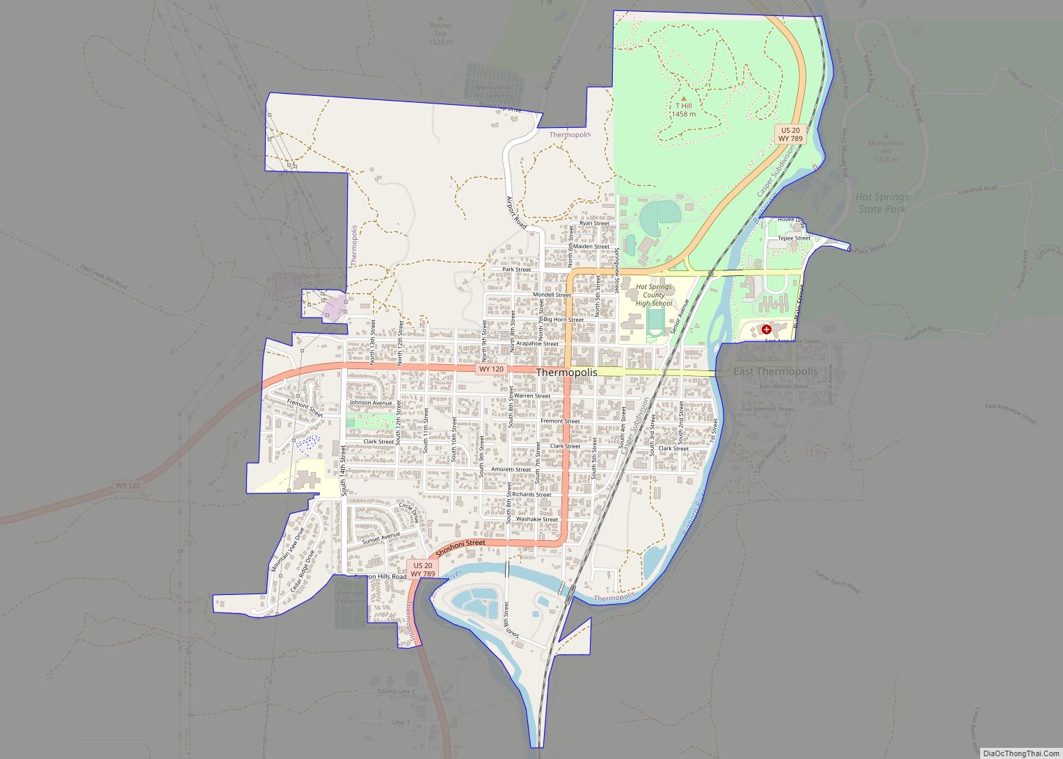Map of Thermopolis town