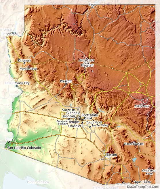 Topographic map of Arizona v1