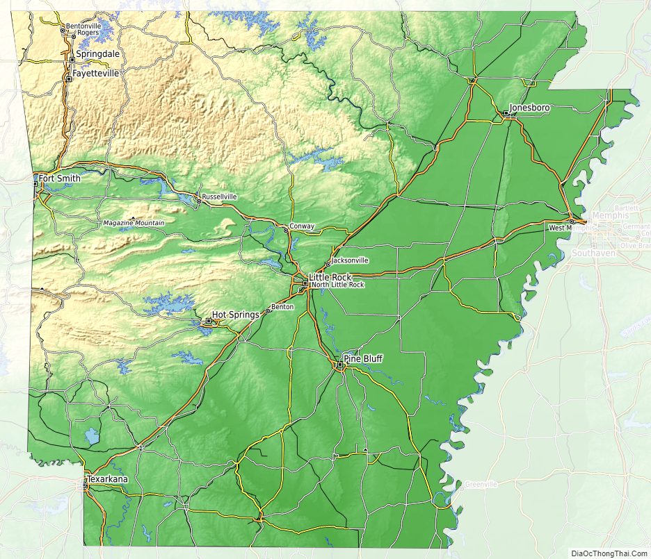Topographic map of Arkansas v1