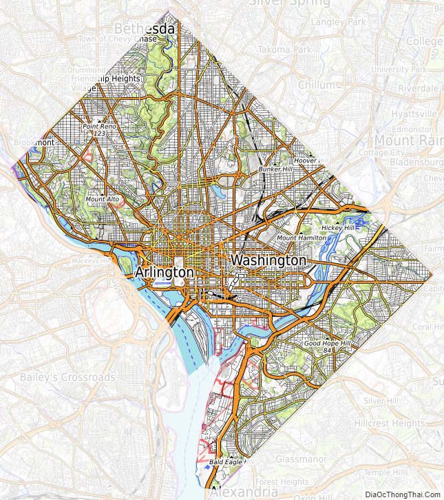 Topographic map of District of Columbia v1