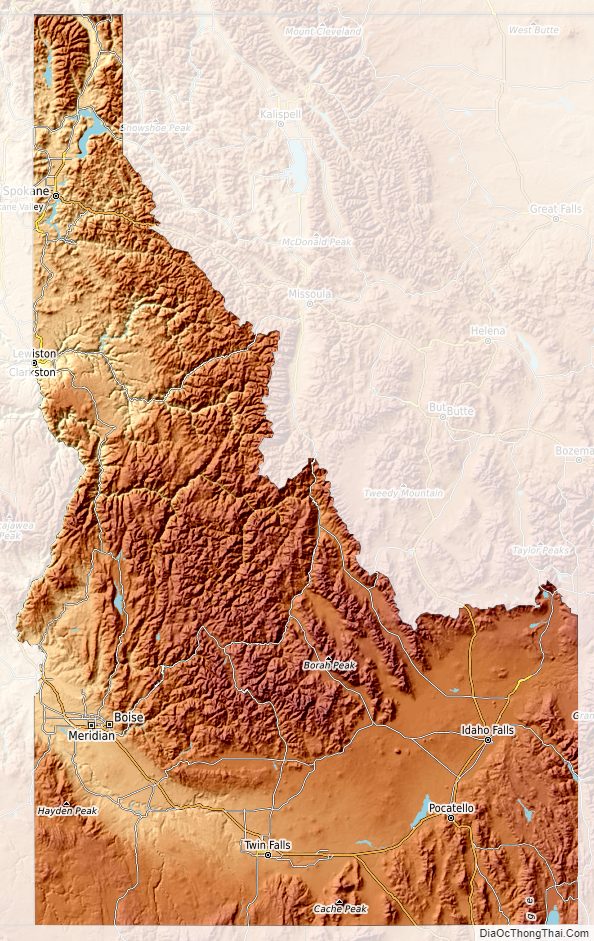 Topographic map of Idaho v1