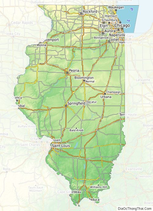 Topographic map of Illinois v1