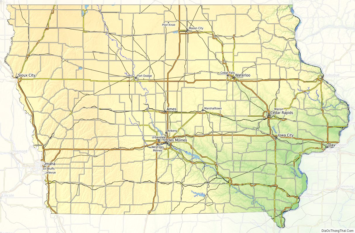 Topographic map of Iowa v1