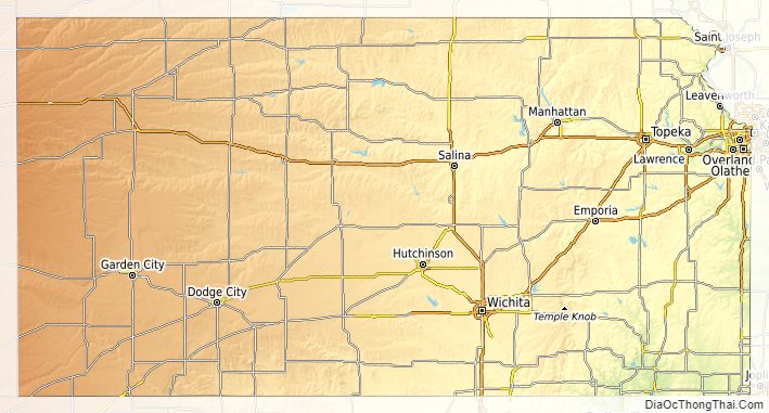Topographic map of Kansas v1