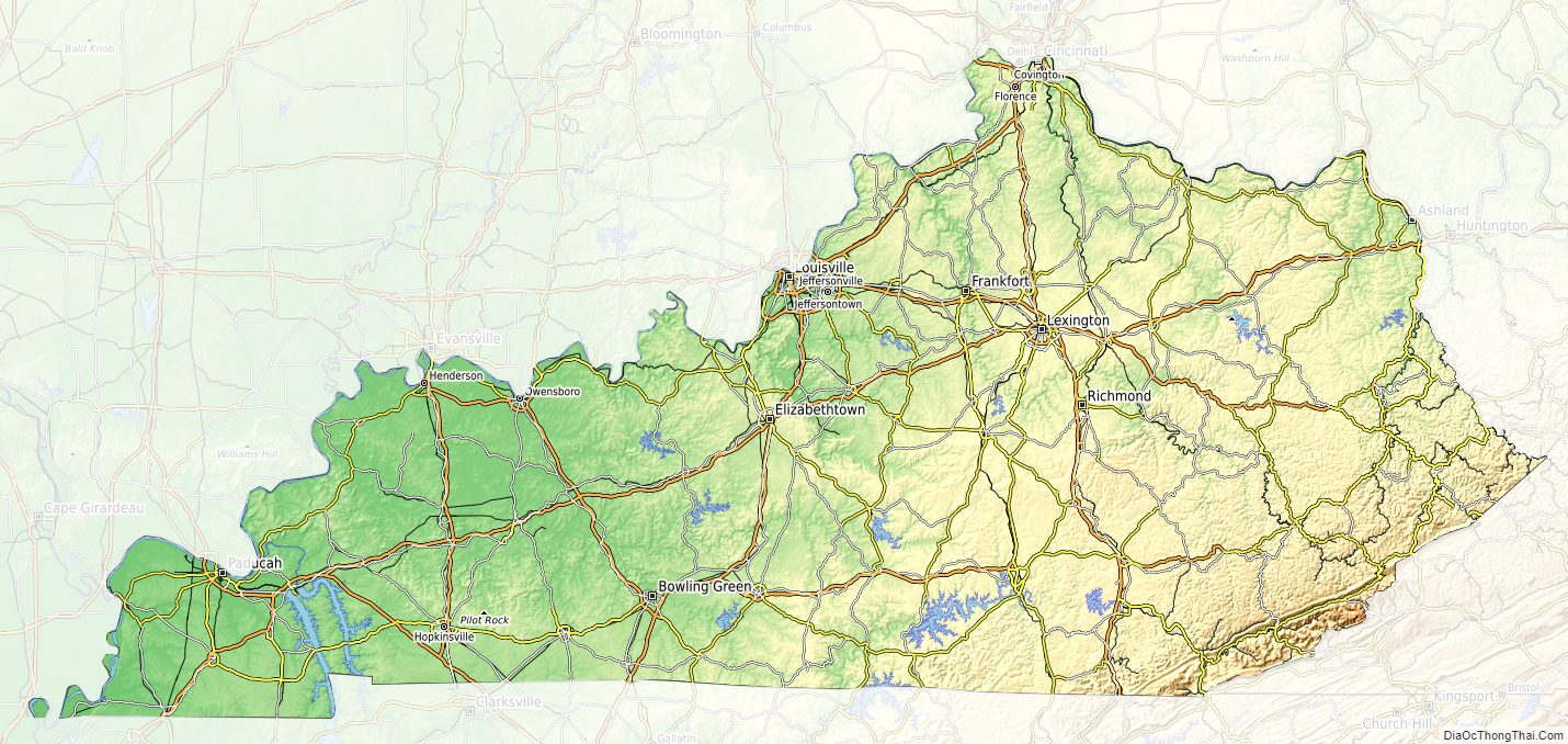 Topographic map of Kentucky v1