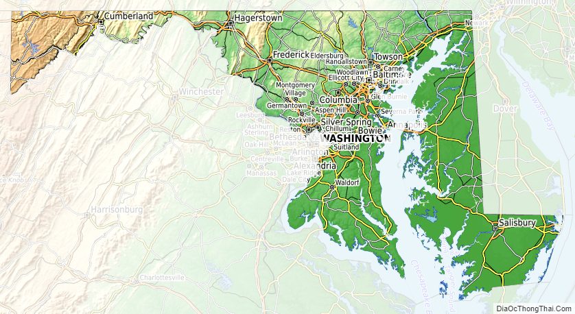 Topographic map of Maryland v1