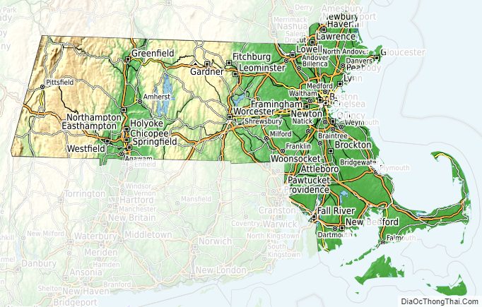 Topographic map of Massachusetts v1