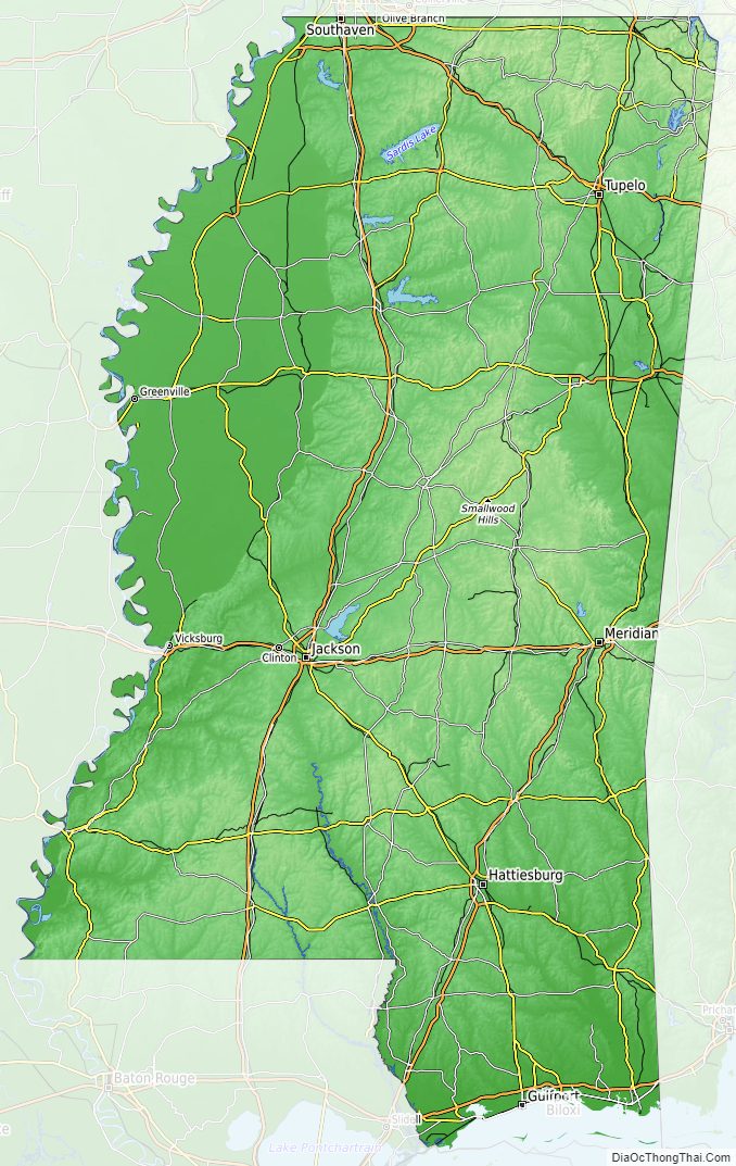 Topographic map of Mississippi v1