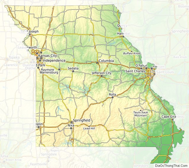 Topographic map of Missouri v1