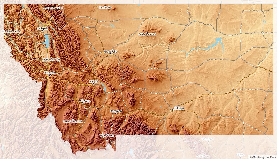 Topographic map of Montana v1