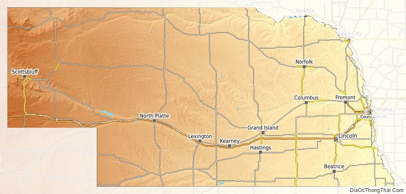 Topographic map of Nebraska v1