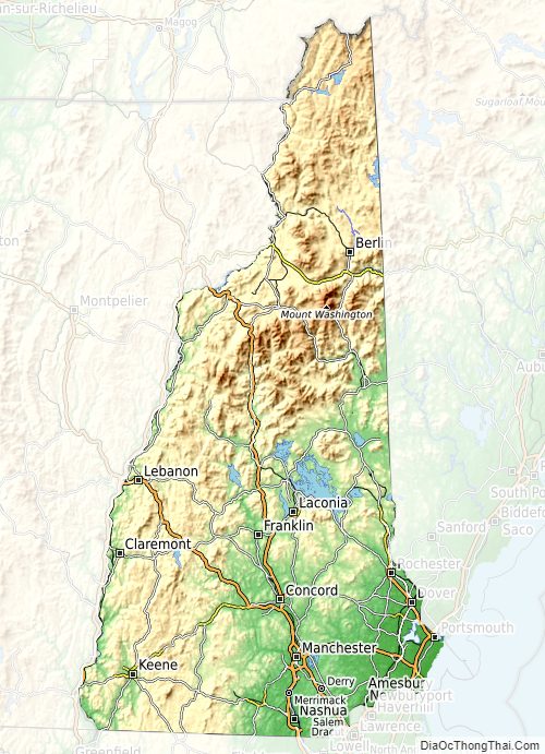 Topographic map of New Hampshire v1