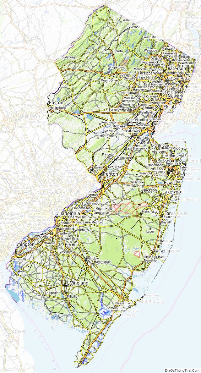 Topographic map of New Jersey v1