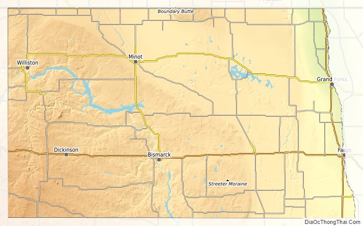 Topographic map of North Dakota v1